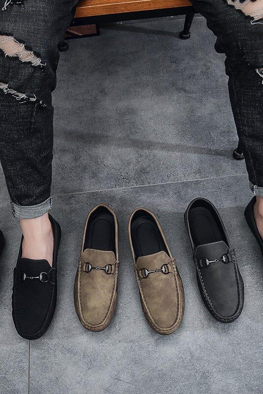 Elo Men's Faux Suedes Casual Slip On Loafers Black