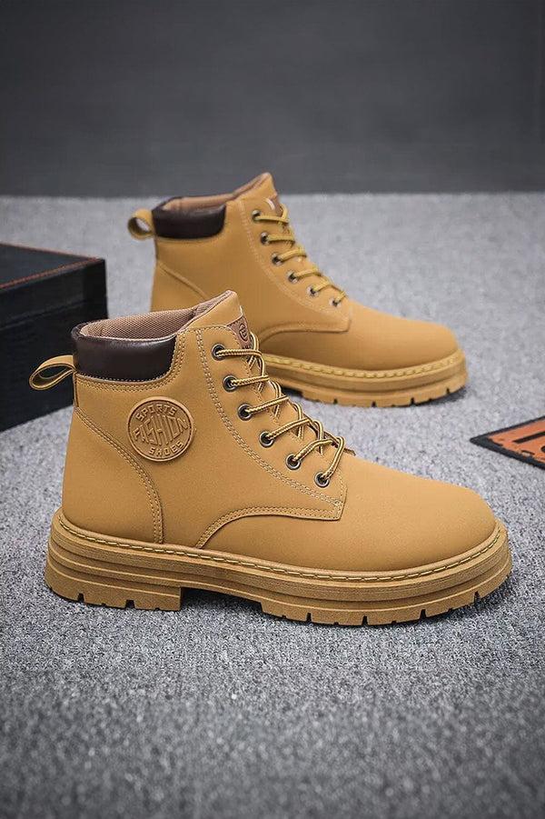 elo Men's Lace-Up High Top Boots Brown
