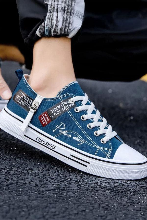 Elo Men's Low-Top Canvas Sneakers Black & White