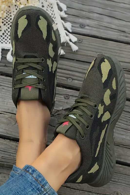 Elo Men's Mesh Camouflage Sneakers Olive