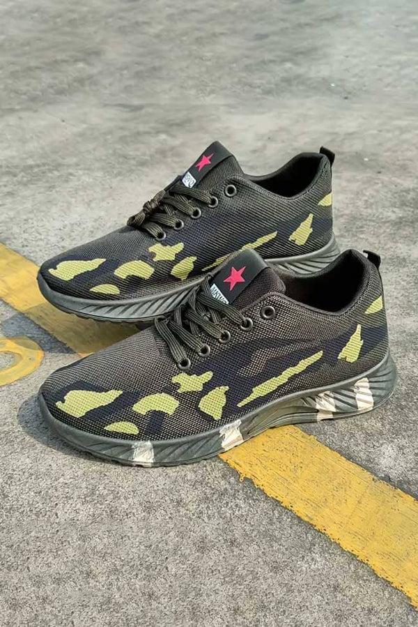 elo Men's Mesh Camouflage Sneakers Olive