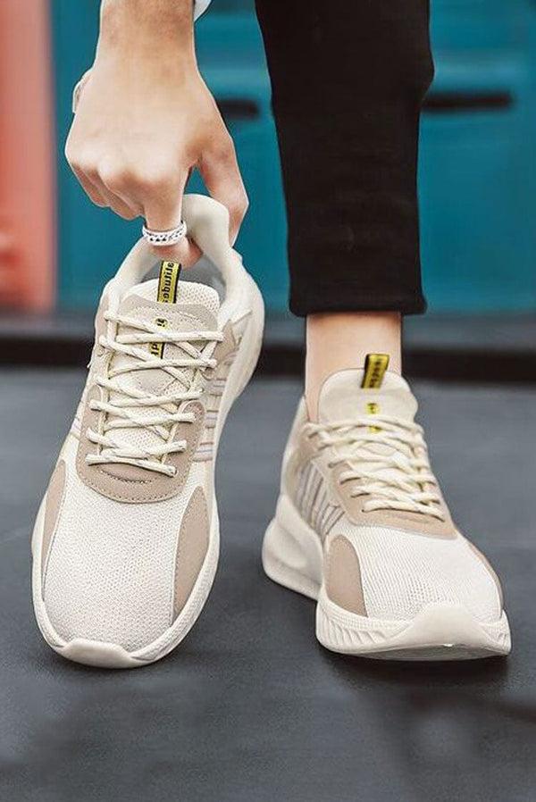 Elo Men's Mesh Upper Chunky Sneakers Beige