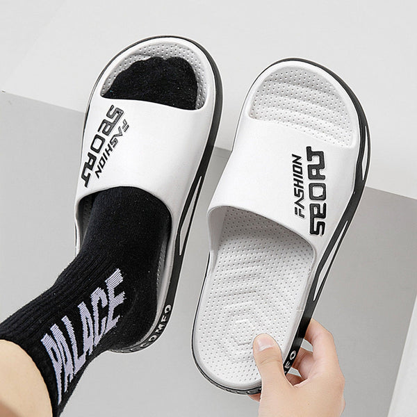 elo Men's Non Slip Thick Soled Slippers White