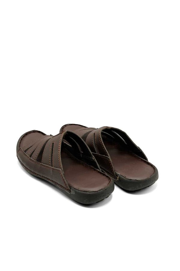 Elo Men's Padded Insole Leather Chappal Chocolate