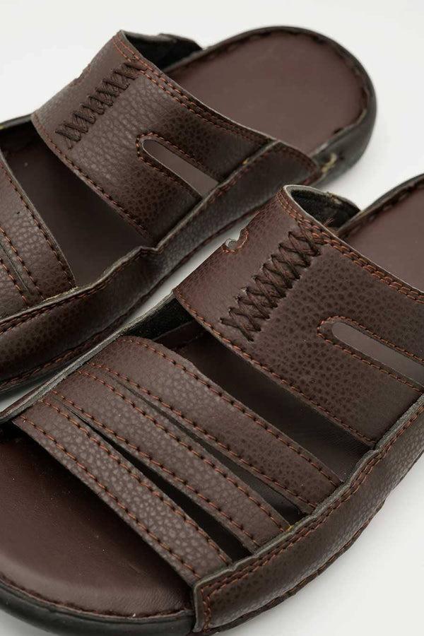 Elo Men's Padded Insole Leather Chappal Chocolate