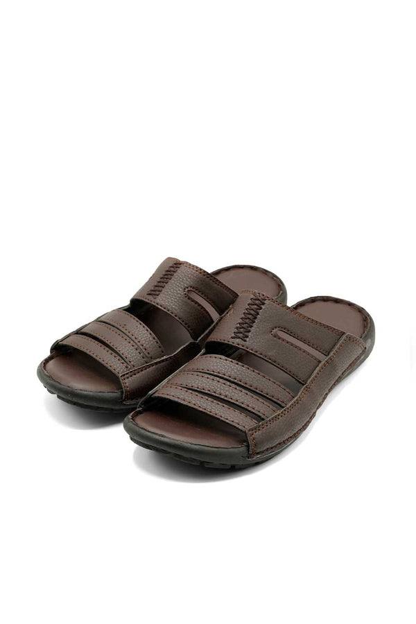 elo Men's Padded Insole Leather Chappal Chocolate