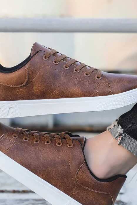 Elo Men's Premium Low-Top Sneakers Brown