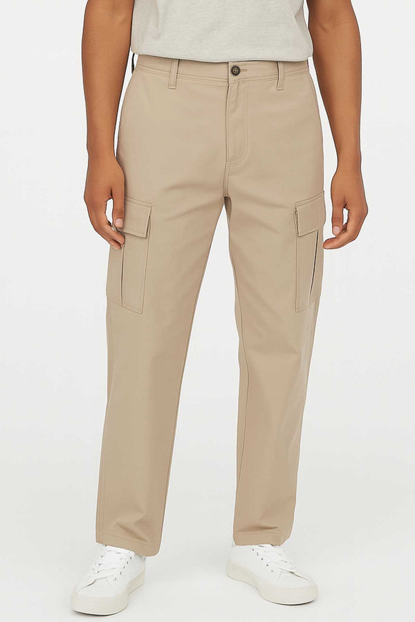 elo Men's Regular Fit Premium Cargo Pants Oatmeal