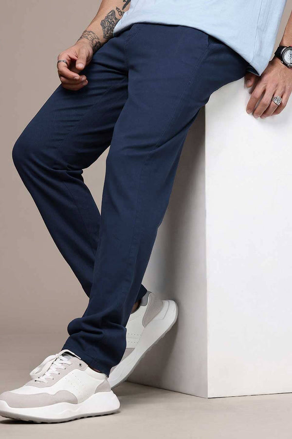 elo Men's Regular Fit Premium Chino Pants Navy