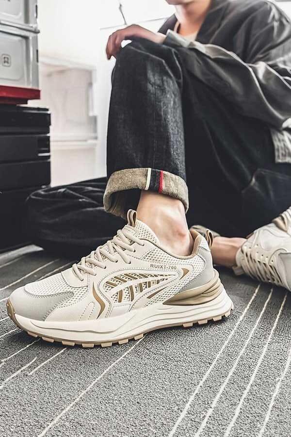 Elo Men's Ruxit-700 Lace-Up Sneakers Beige