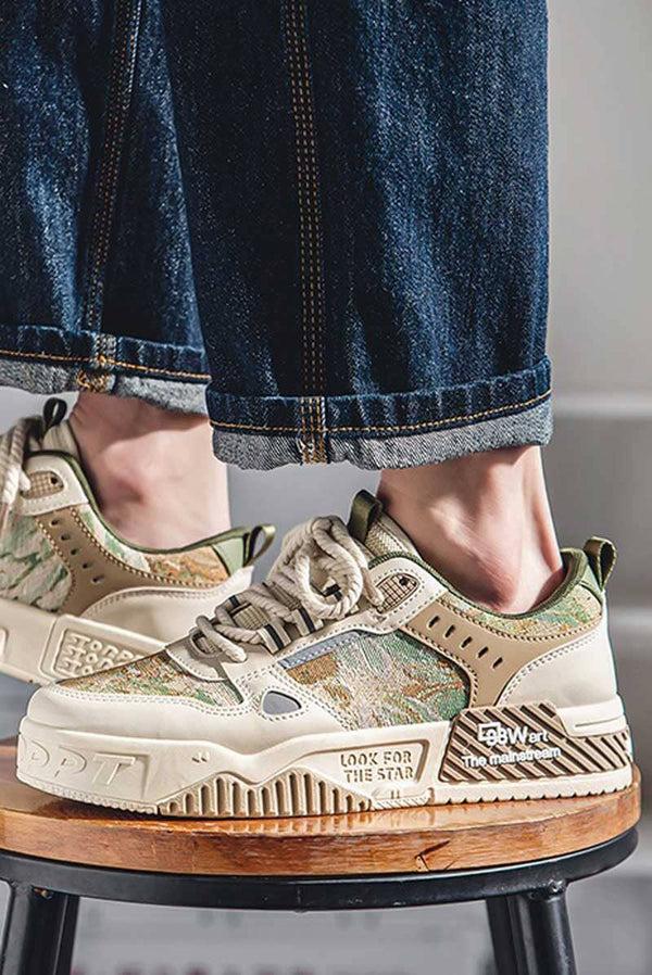 Elo Men's Streetwear Chunky Sneakers Cream