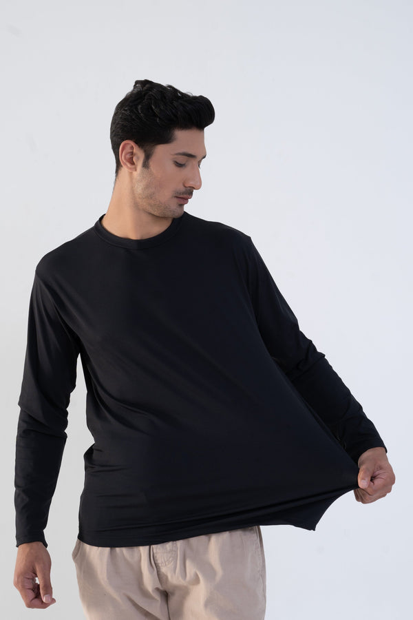 elo Men's Stretchable Crew Neck Tee Shirt Black