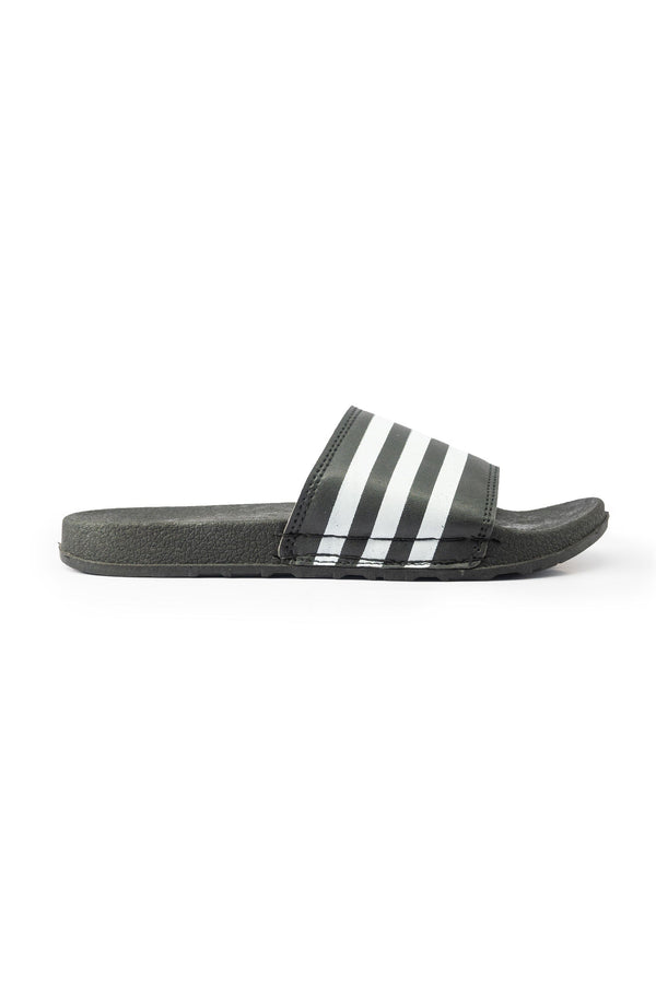 Elo Men's Stripes Printed Classic Slides Black