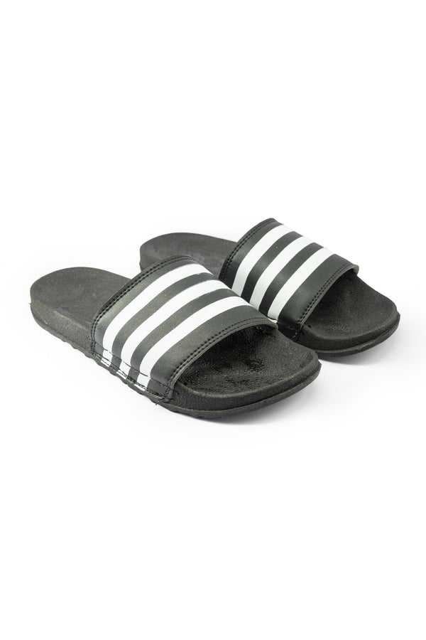 Elo Men's Stripes Printed Classic Slides Black