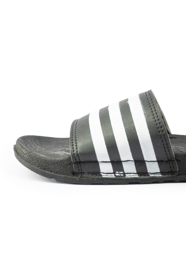 Elo Men's Stripes Printed Classic Slides Black
