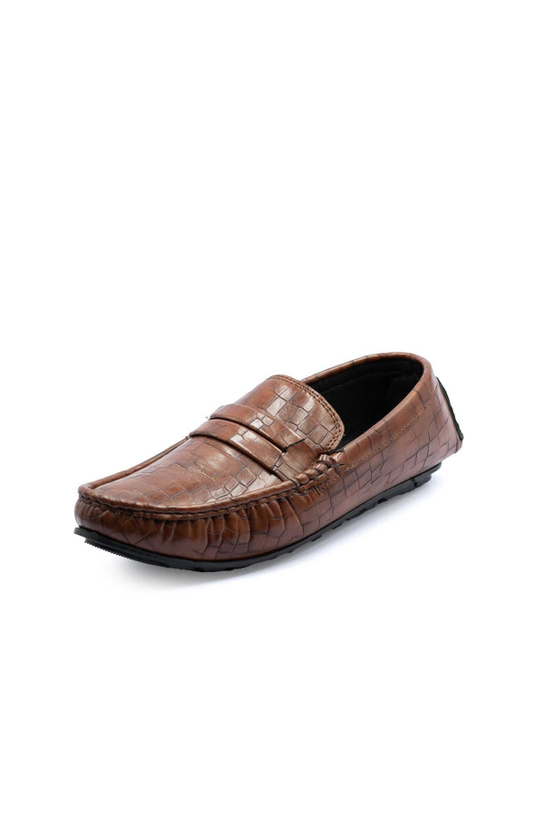 Elo Men's Textured Design Loafers Brown