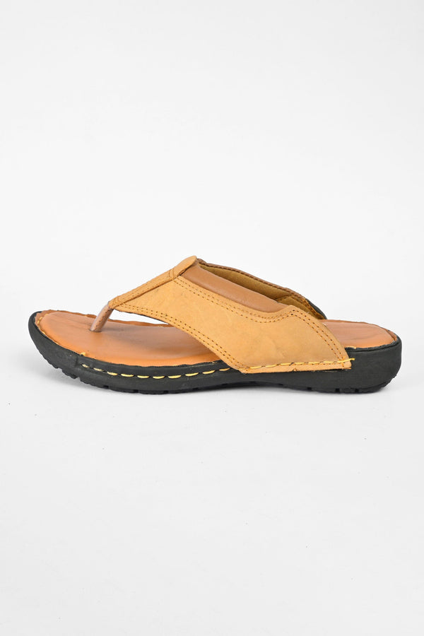 Elo Men's Thong Style Soft Leather Chappal Black
