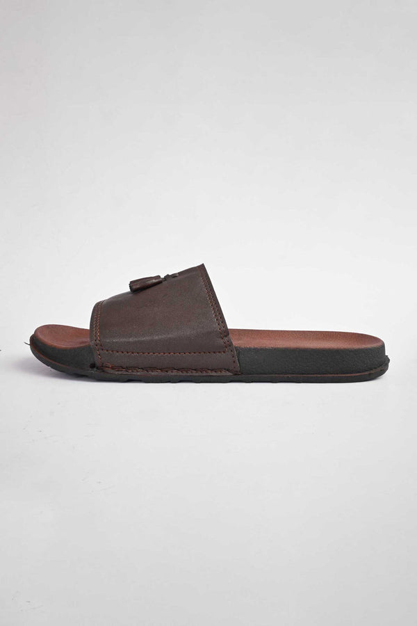 Elo Men's Tusell Style Premium Slides Brown