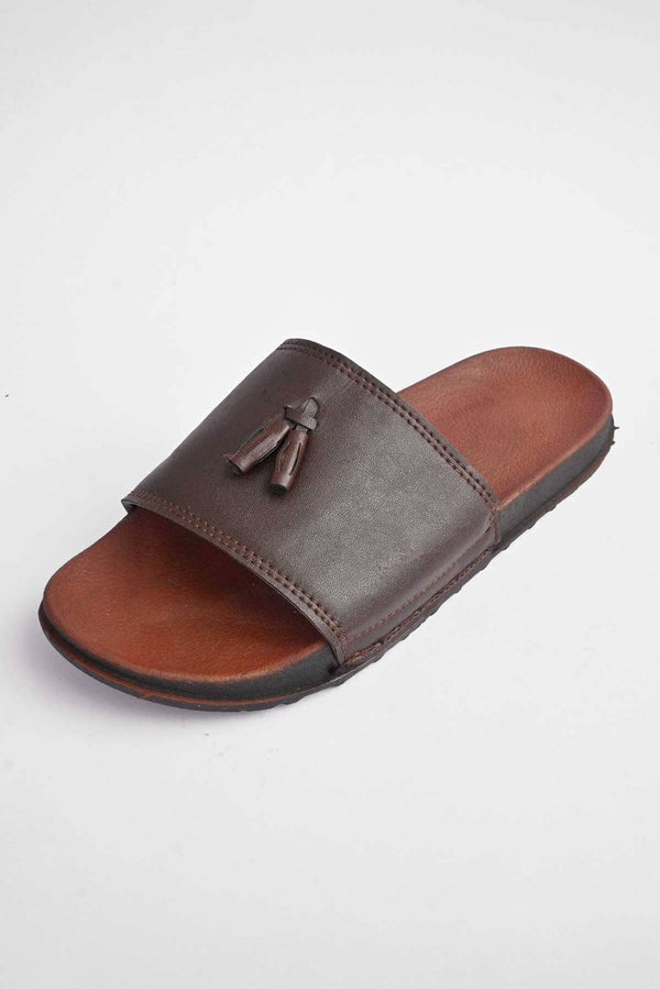 Elo Men's Tusell Style Premium Slides Brown