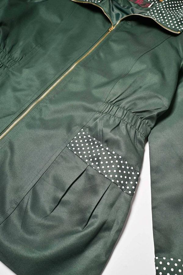 Elo Ming Women's Dotted Design Zipper Jacket Brick