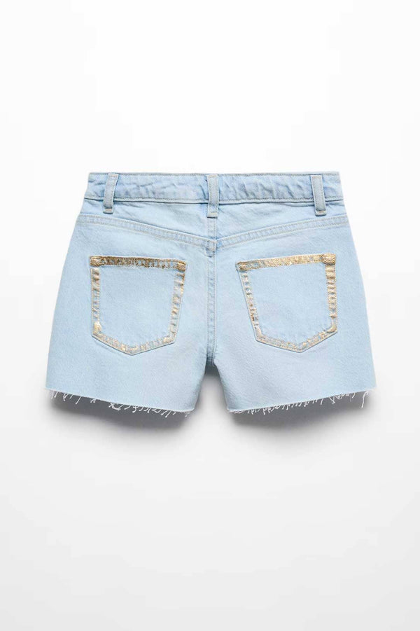 Elo MNG Girl's Raw Bottom Denim Shorts Sky