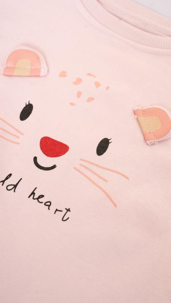 Elo MNG Kid's Wild Heart Printed Sweat Shirt Pink