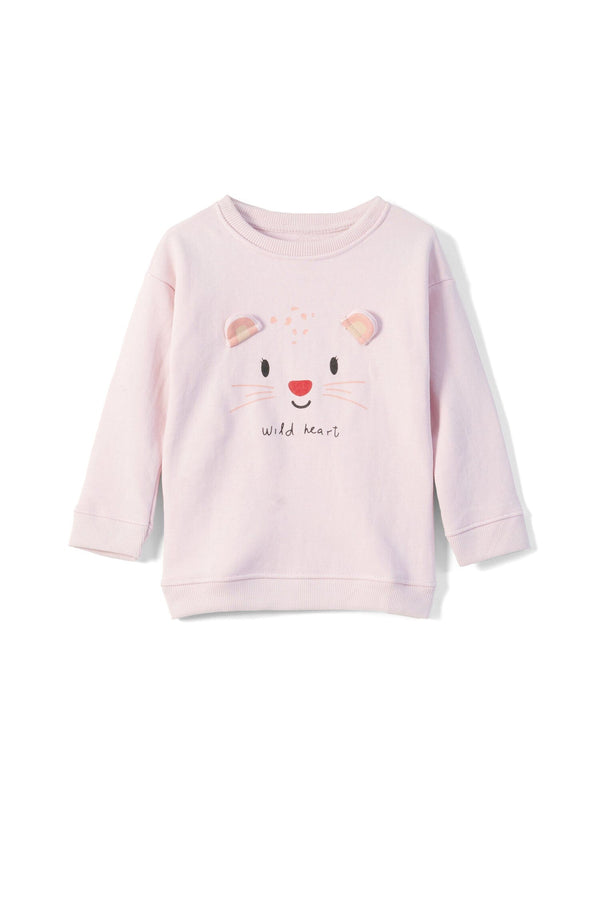 elo MNG Kid's Wild Heart Printed Sweat Shirt Pink