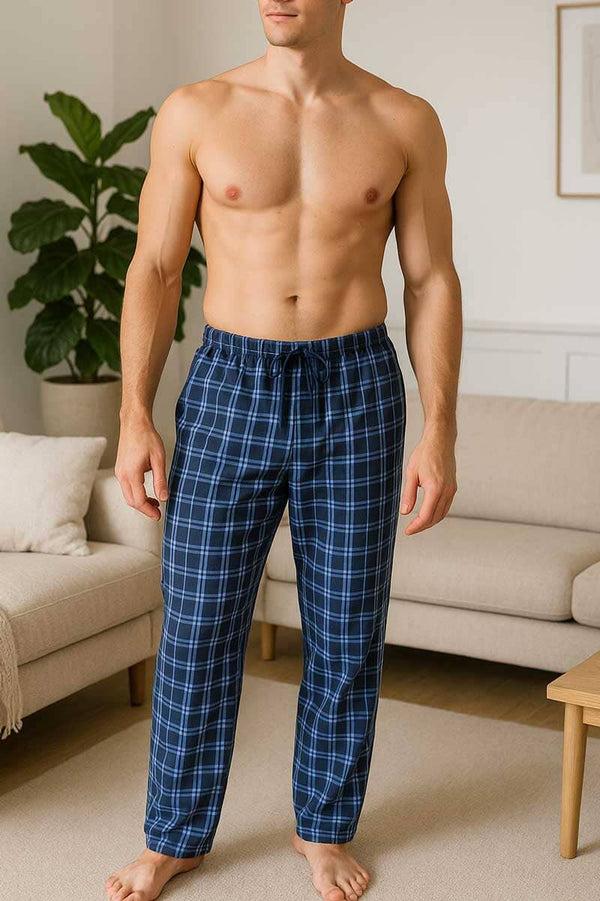 elo MR Men's Plaid Loungewear Trousers Navy
