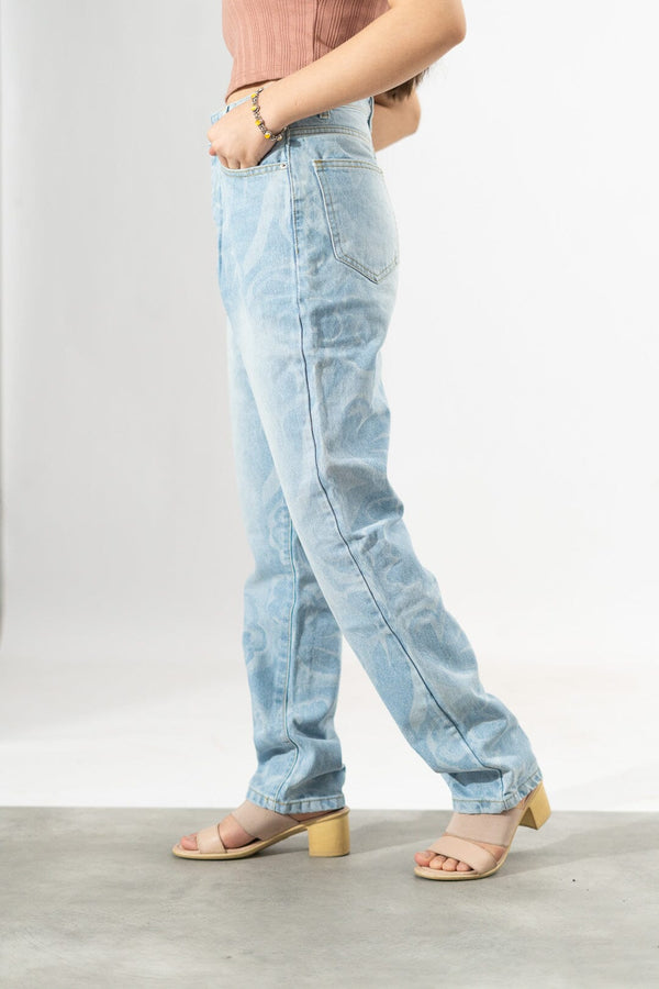 Elo Nasty Gal Women's Daya Retro Floral Denim Sky