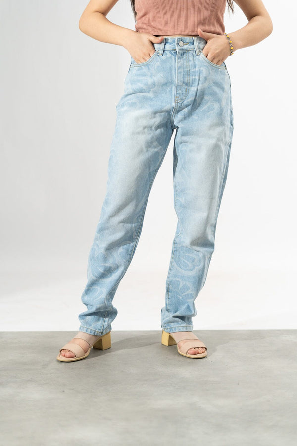 elo Nasty Gal Women's Daya Retro Floral Denim Sky