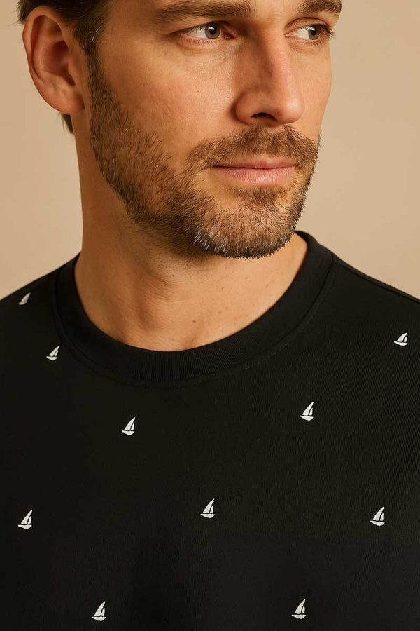 Elo NB Men's Boat Crew Neck Tee Shirt Black