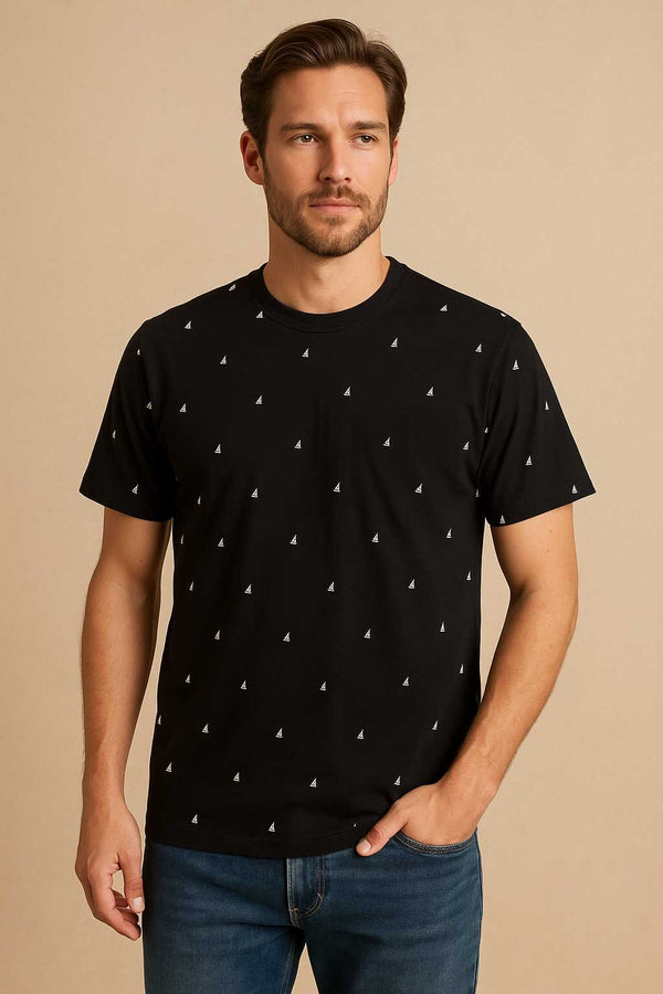 elo NB Men's Boat Crew Neck Tee Shirt Black