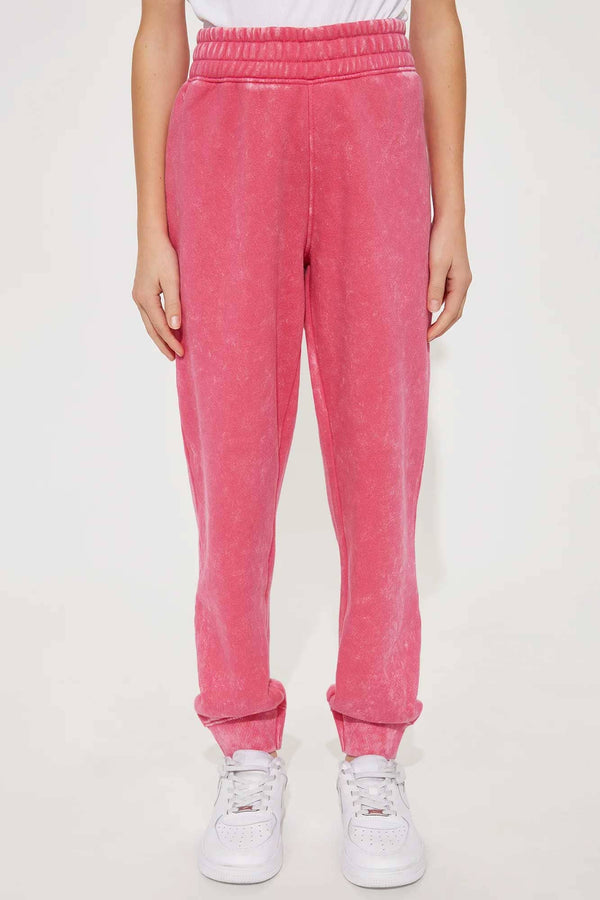 Elo NK Girl's Acid Wash Jogger Pants Pink