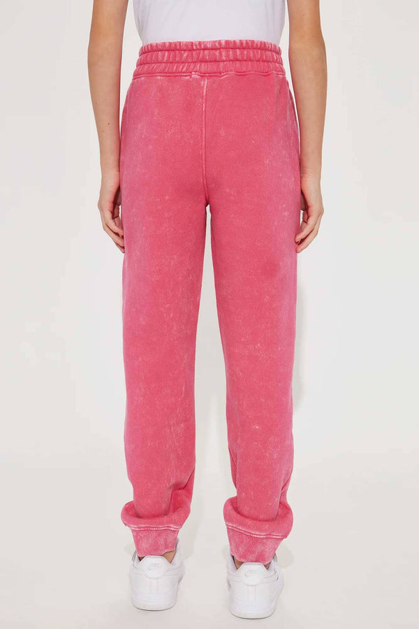 Elo NK Girl's Acid Wash Jogger Pants Pink