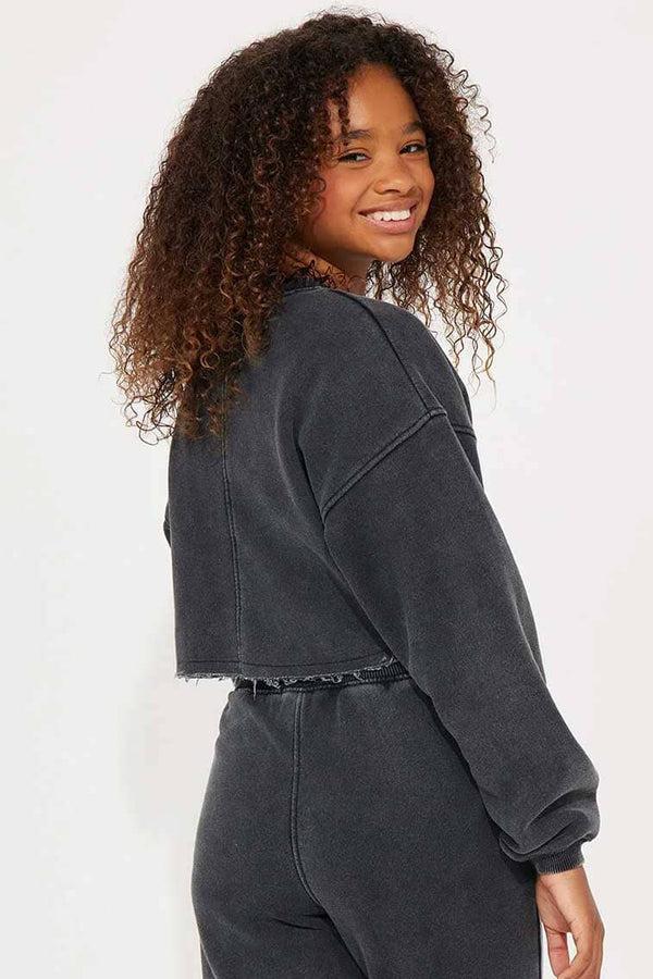 Elo NK Girl's Crop Top Terry Sweatshirt Charcoal