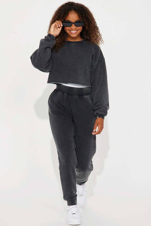 Elo NK Girl's Crop Top Terry Sweatshirt Charcoal