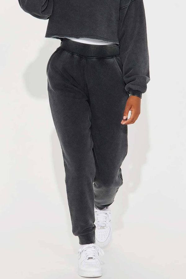 elo NK Girl's Fleece Jogger Pants Charcoal