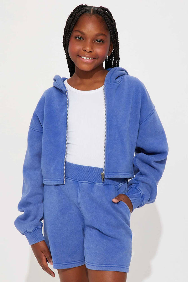 Elo NK Girl's Fleece Zipper Hoodie Blue