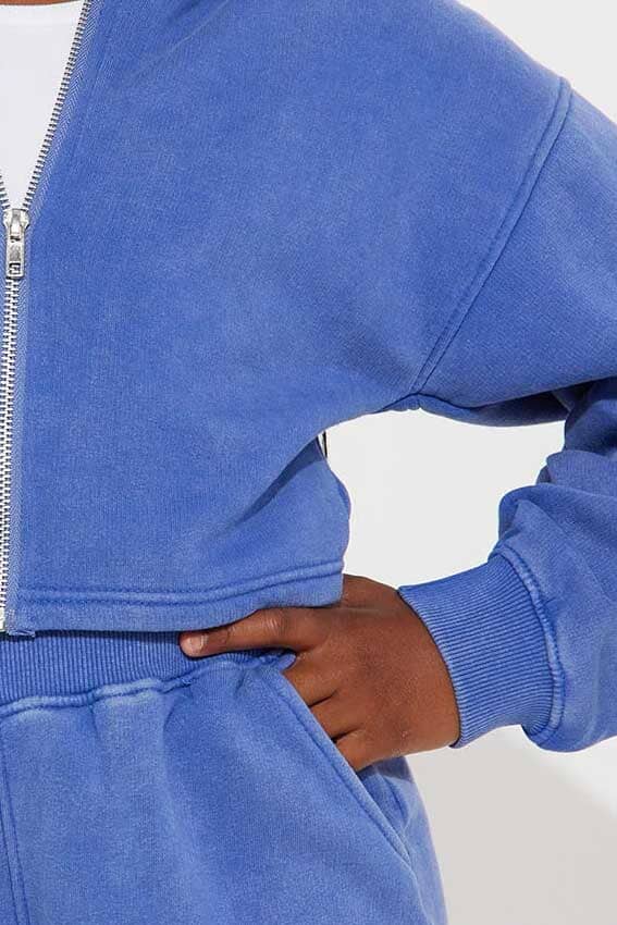 Elo NK Girl's Fleece Zipper Hoodie Blue