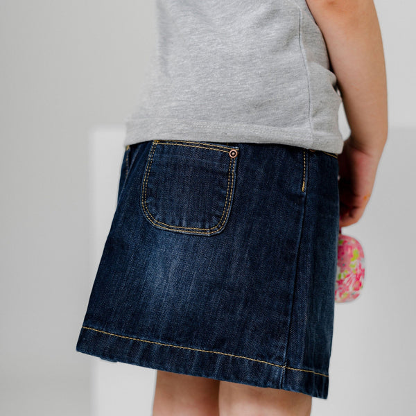 Elo Okaidi Girl's Kano Denim Skirt Navy