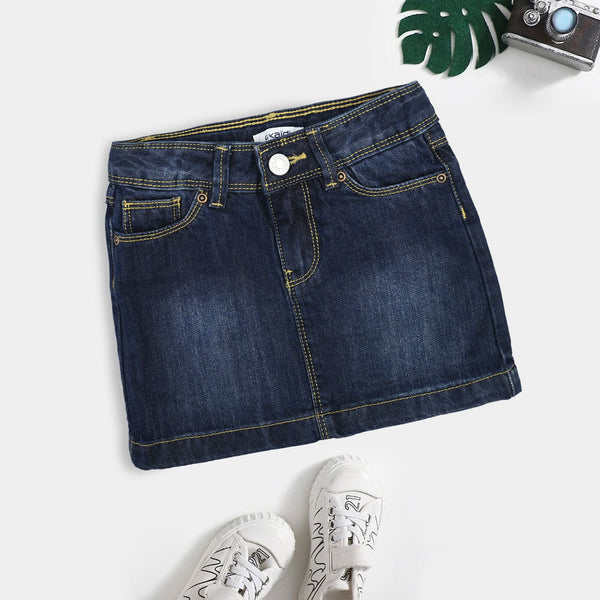 Elo Okaidi Girl's Kano Denim Skirt Navy