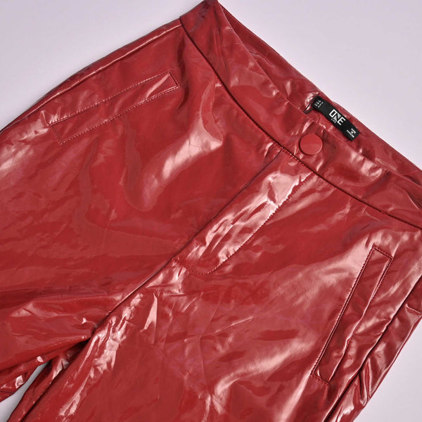 Elo OL Women's Glitter Faux Leather Pants Red