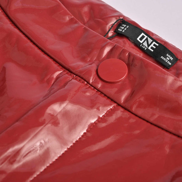 Elo OL Women's Glitter Faux Leather Pants Red