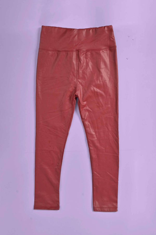Elo OL Women's Skinny Fit Faux Leather Pants Red