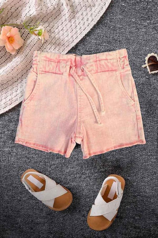 elo Only Kid's Sand Washed Denim Shorts Pink