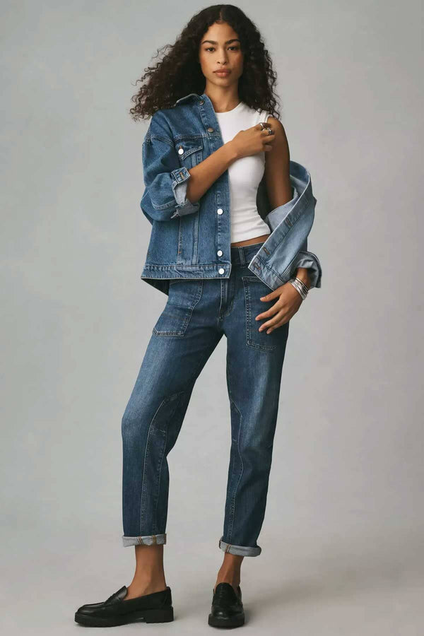 Elo PC Women's Inner Leg Patch Relaxed Denim Blue