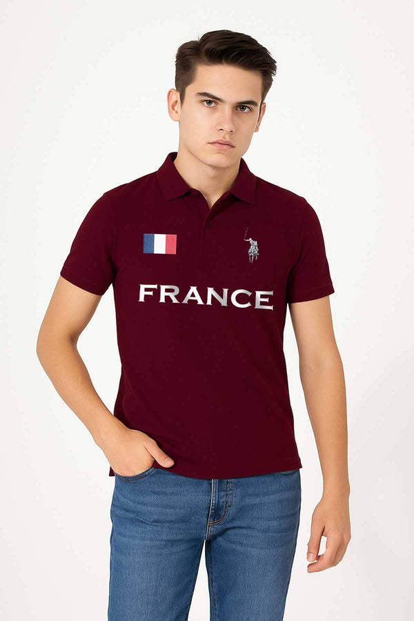 elo Polo Republica Men's France Polo Shirt Maroon