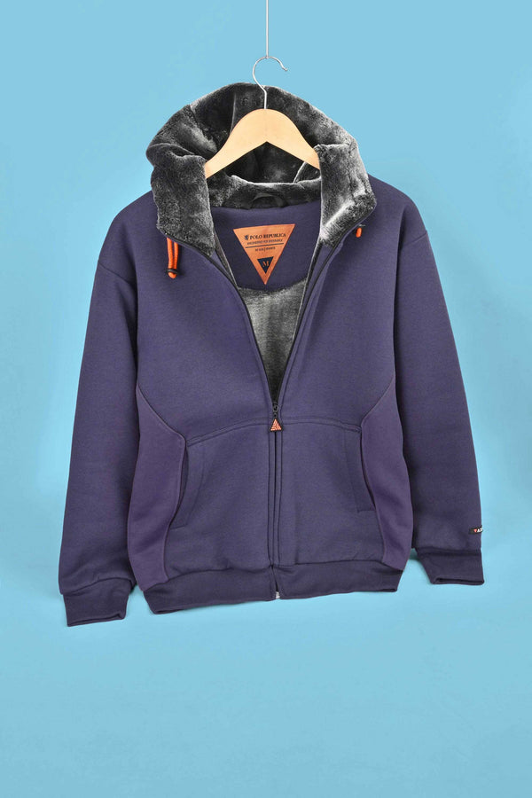 Elo Polo Republica Men's Fur Zipper Hoodie Black