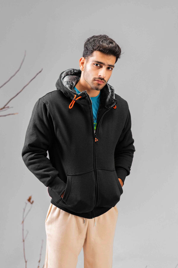 elo Polo Republica Men's Fur Zipper Hoodie Black