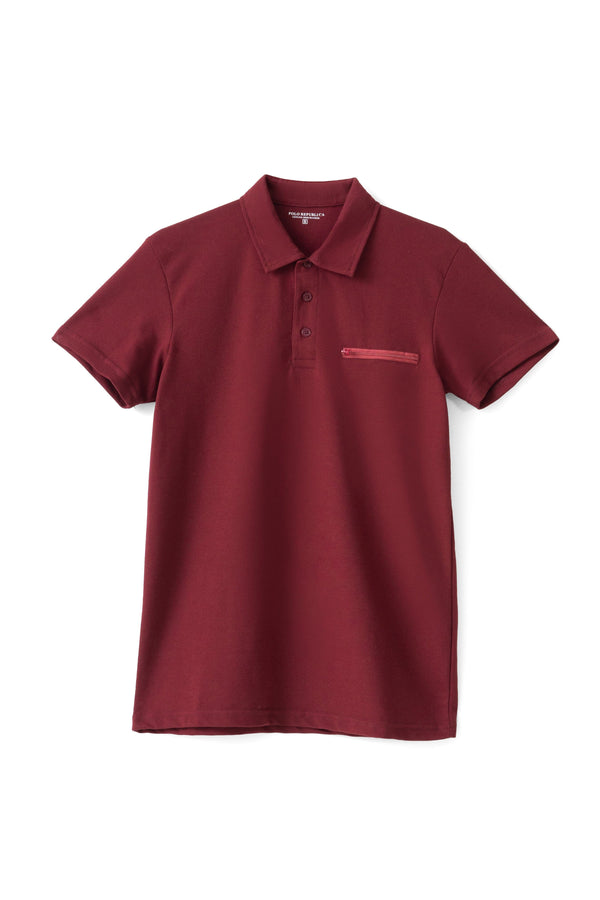 elo Polo Republica Men's Zipper Polo Shirt Maroon